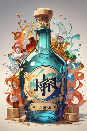 A logo of a labor named "Vokabu labor" with chemestry bottles